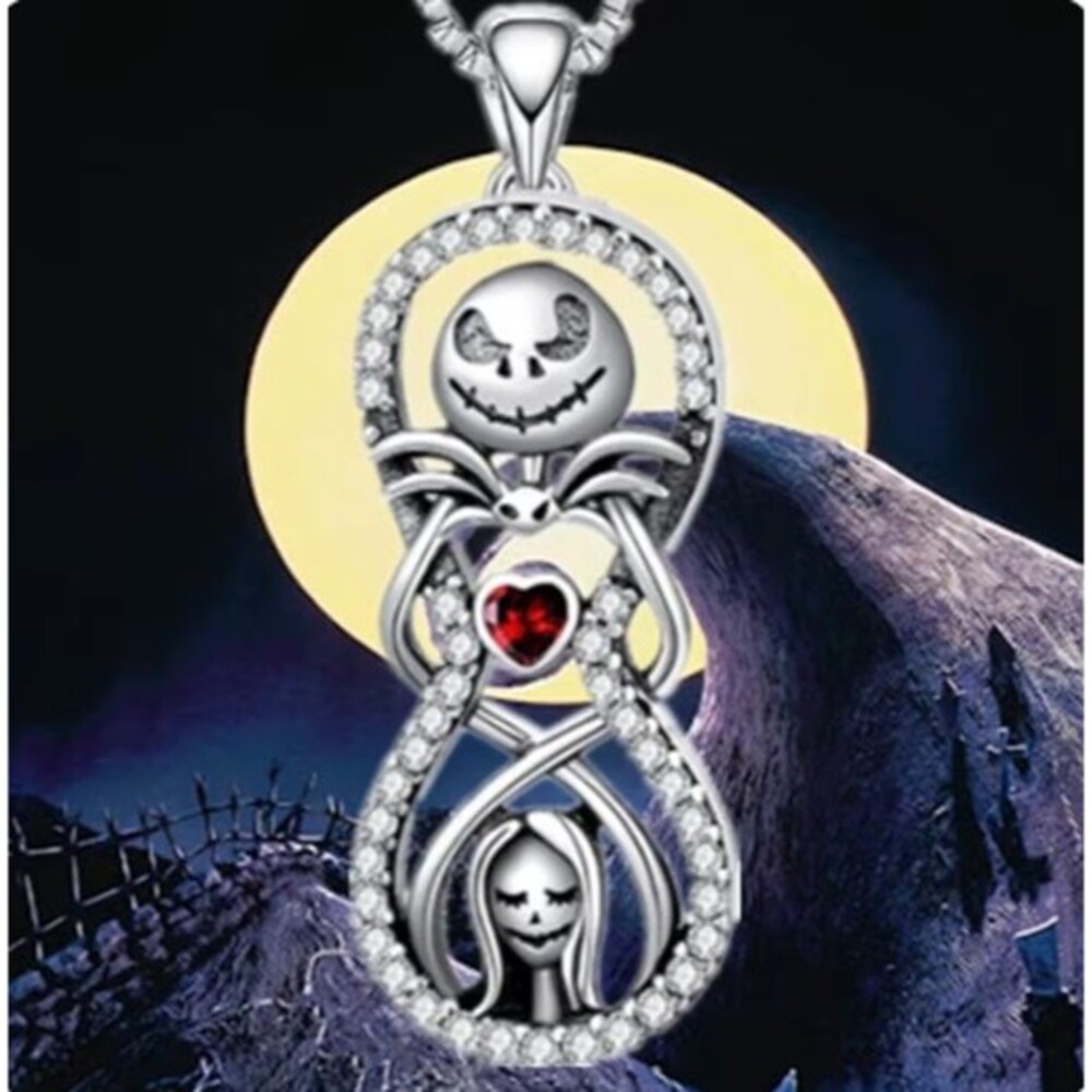 Iced Nightmare B4 Christmas Jack Sally Red Heart Pendant Necklace
